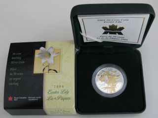 2004 Proof 50 Cents Golden Flowers 3 - Easter Lily Silver With Gold Plate Canada photo