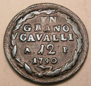 Naples & Sicily Grano (12 Cavalli) 1790 Ap - Copper - Ferdinand Iv.  - Vf - 622 photo