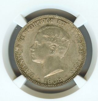 Portugal 1908 Silver 500 Reis - Emanuel Ii - Ngc Ms 63 Bvery Few Graded photo