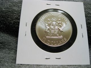 Australia 10 Dollars 1989 Queensland.  925 Silver $10 photo