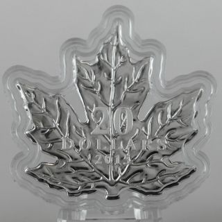 2015 $20 The Canadian Maple Leaf Shaped 99.  99 Pure Silver Proof,  Pkg & photo