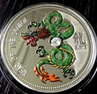 Cameroon 2012 1000 Fr Year Of The Dragon Color Silver Proof Only 500 photo