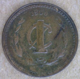 1904 M Mexico 1 Centavo Mexican Currency Coin Xf photo