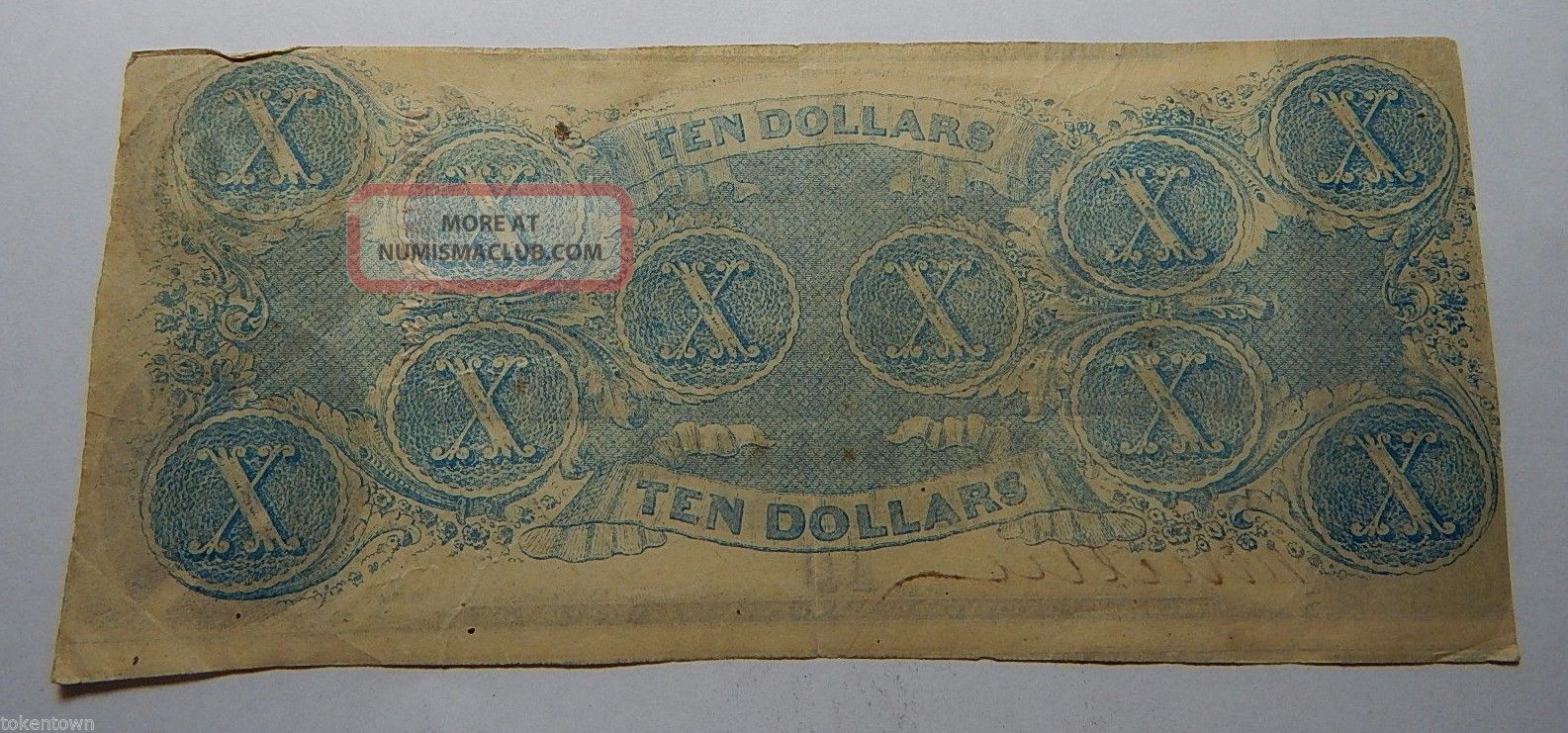 1863 Confederate State Of America Csa $10 Civil War Currency Note