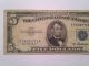 Old 1953 Five Dollar Bill $5 Blue Seal Silver Certificate Note - Antique Money Small Size Notes photo 2