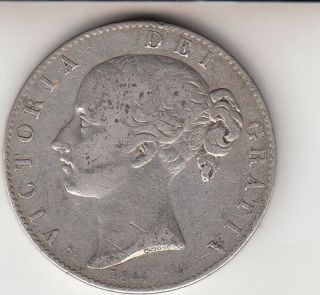 1844 Queen Victoria Large Crown / Five Shilling Coin From Great Britain photo