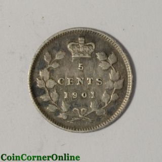 1901 Canadian Silver 5 Cent (ccx6655) photo