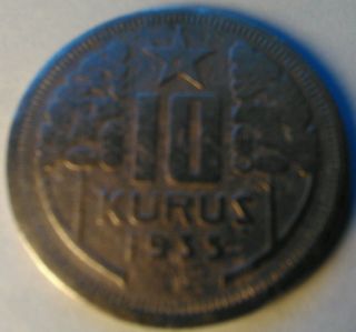 1935 Turkey Ten 10 Kurus photo