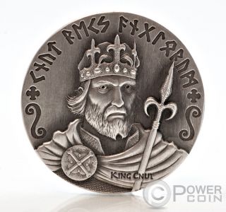 King Cnut Vikings Gods Kings Warriors 2 Oz Silver Coin 2$ Niue 2015 photo