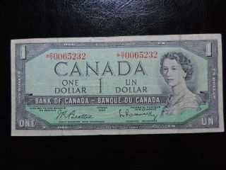 1954 $1 Bank Note Canada Replacement Bill O/y0065232 Beattie - Rasminsky F photo