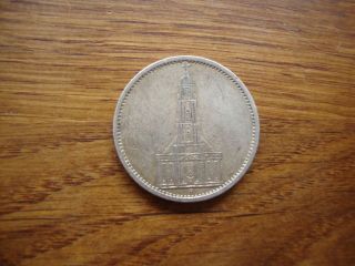Germany 1934 A Ww2 5 Mark Silver German Garrisonkirche 3rd Reich Coin 164 photo