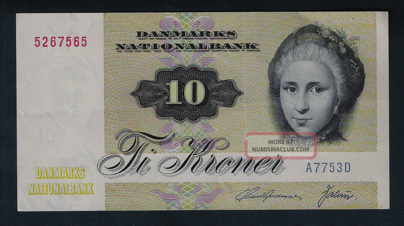 Denmark Banknote 10 Kroner 1972 Series Vf 