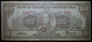 Venezuelan Banknote 100 Bolivares 1955 - Vf, photo