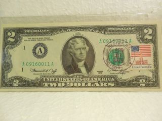 1976 Two Dollar Bill 4/13/76 Boston Postmark Pristine photo