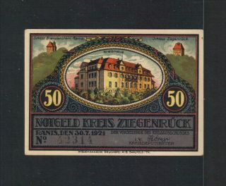 German Notgeld Note Stadt Ziegenruch 50 Pf Unc photo