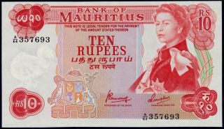 Mauritius 10 Rupees 1967.  Unc - Pick 31c photo