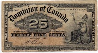 1900 Dominion Of Canada - 25 Cent Bank Note (boville) photo