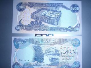 Iraqi Dinars 10,  000 2x (5000) Dinars,  Unc, photo