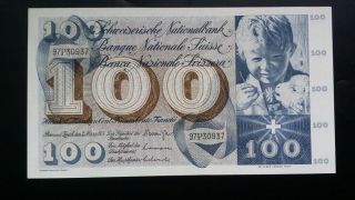 Switzerland,  100 Franken,  Nd (1956 - 1973),  Pick 49,  Unc photo