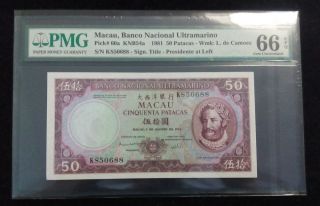 China Macau/macao,  Bnu,  50 Patacas,  1981,  Pick 60a,  Ks50688,  Pmg 66e,  Unc photo
