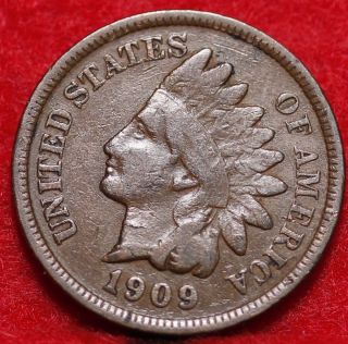 Circulated 1909 Philadelphia Copper Indian Head Cent photo