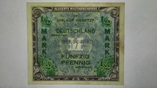 1944 German Half Mark And 3 One Mark Circulated Bills Ungraded Uncertified photo