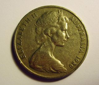 1980 Australia 1980 20c,  W/elizabeth Ii Coin photo