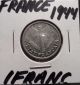 Circulated 1944 1 Vichy Franc French Coin @ Europe photo 2