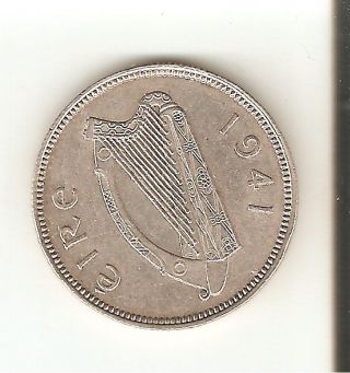 1941 Ireland Silver Shilling - Low Mintage,  Collectible photo