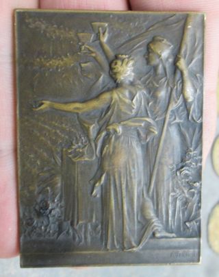 1900 Paris Exposition French Art Nouveau Bronze Medal Mayors Luncheon F.  Vernon photo