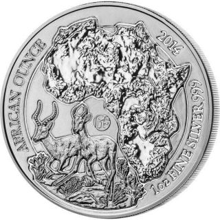 Rwanda 2014 50 Francs Impala Bullion Fabulous 15 1oz Bu Silver Coin photo