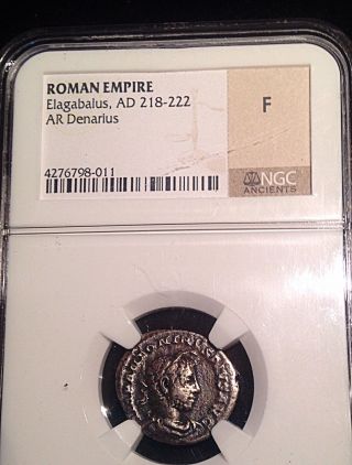 Elagabalus Ancient Roman Silver Denarius Ngc Certified Transgender Kid photo