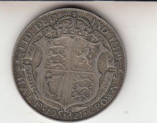 1921 King George V Half Crown (2/6d) - Silver Coin photo