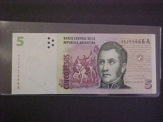 1998 Argentina Paper Money - 5 Pesos Banknote photo