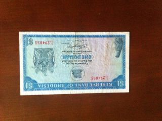 Rhodesia 1 Dollar Note 1979 photo
