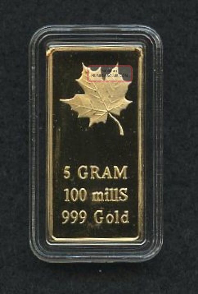 5 Gram Gold Clad Maple Leaf Bar Gold photo