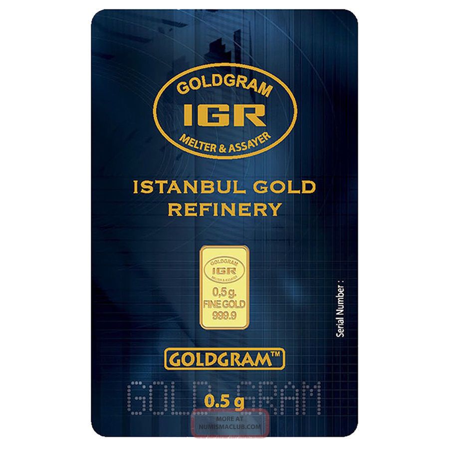 1/2 Gram Fine Gold Bar By Igr - - - 0.  5 Gr - - - Istanbul Gold Refinery Gold photo