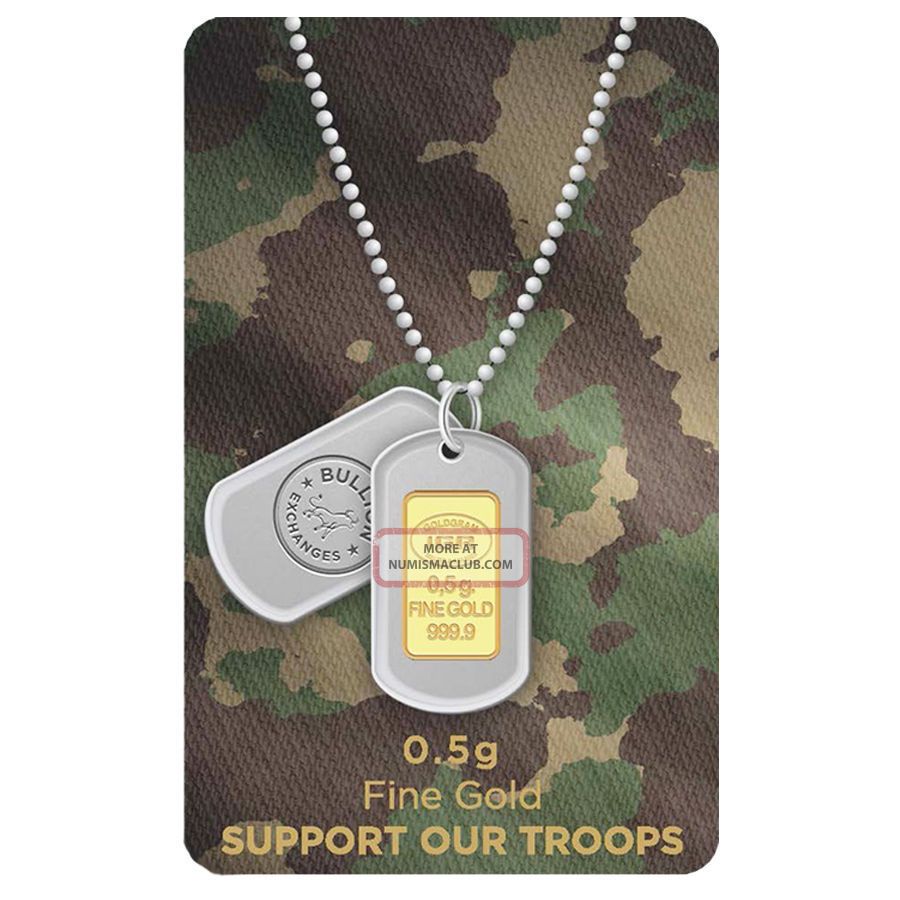 1/2 Gram Fine Gold Bar By Igr - - - Support Our Troops Gold photo