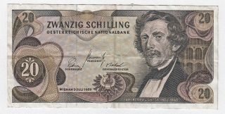 Austria 20 Schillings 1967 Pick 142 Circulated Banknote photo
