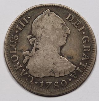 Mexico 1780 Mo Ff Carolus Iii 2 Reales Silver Coin Vf Spanish Colonial photo