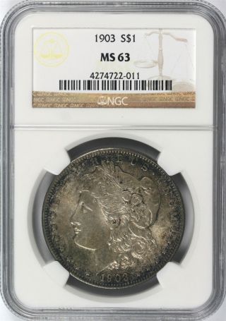 1903 Morgan Silver Dollar $1 Ngc Ms63 Color Toning photo
