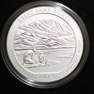 5 Ounce Silver Coin P 2014 America The Great Sand Dunes Colorado photo