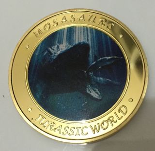 1 Oz Jurassic Park World Finished In 24k Gold Clad Coin photo