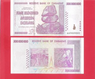 Zimbabwe P82 - $500 Million - 2008 Uncirculated photo