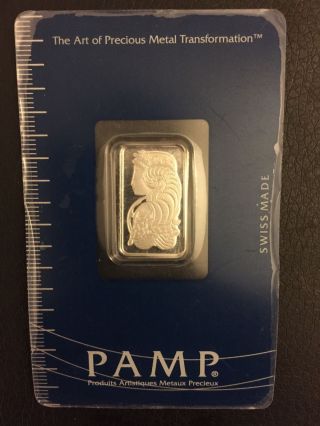 5 Gram Pamp Suisse Fortuna Platinum Bar.  9995 Pure Assay Cert C001474 photo