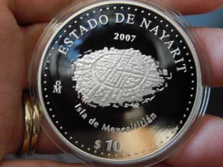 Mexico 10 Pesos 2007 Estado De Nayarit Silver Proof Type2 Rare Coin 6,  000 Minted photo