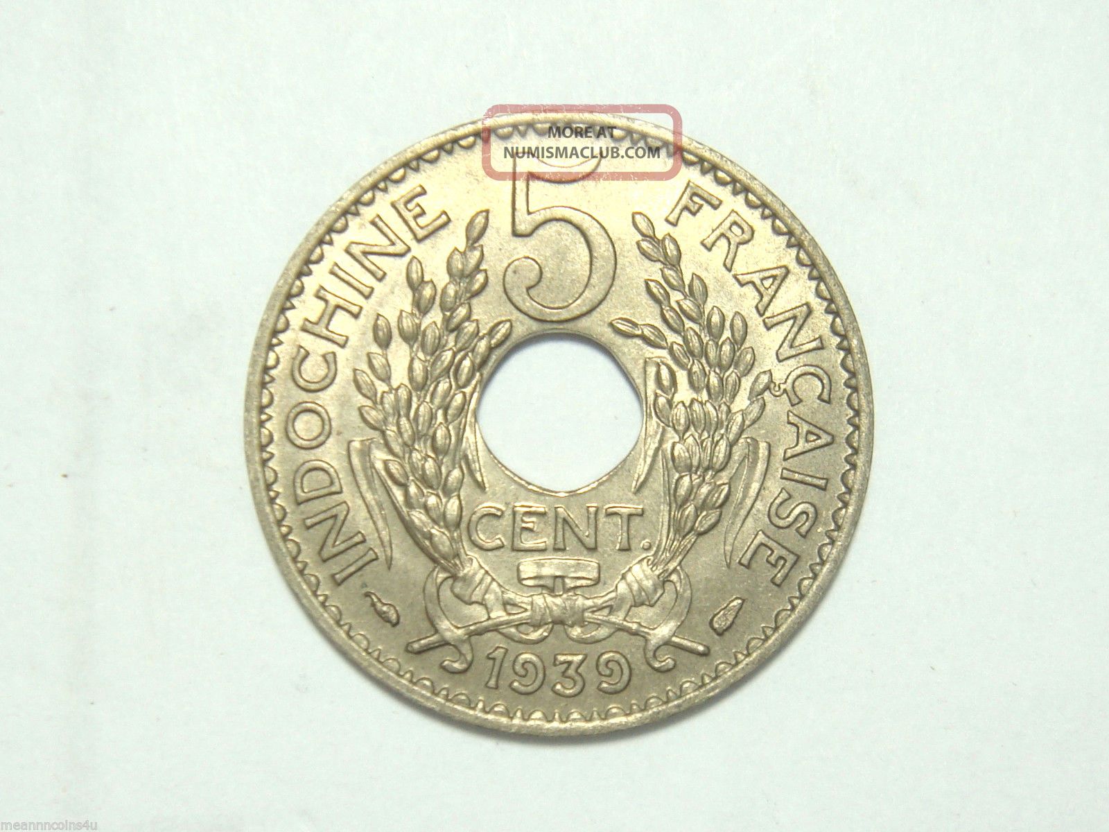1939 French Indo - China 5 Cents Bu