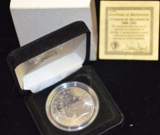 1999 2000 Millennium Gibraltar 5 Pounds Titanium Coin photo