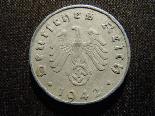 1942 - F - German - Ww2 - 5 - Reichspfennig - Germany - Nazi Coin - Swastika - World - Ab - 5674 - Cent photo