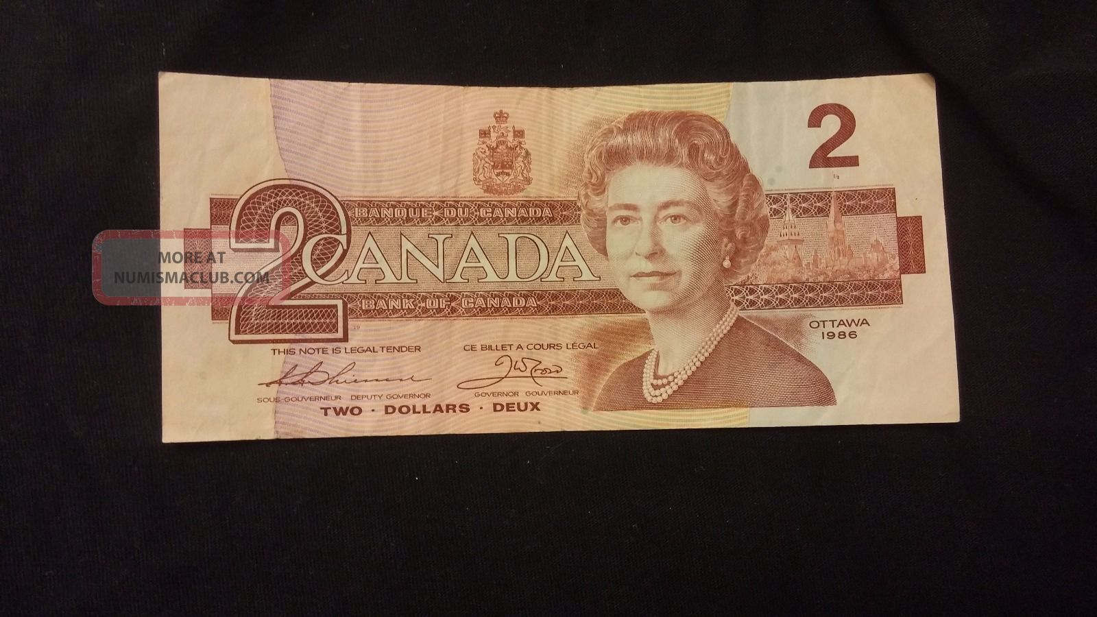 1986 Canadian 2 Dollar Banknote